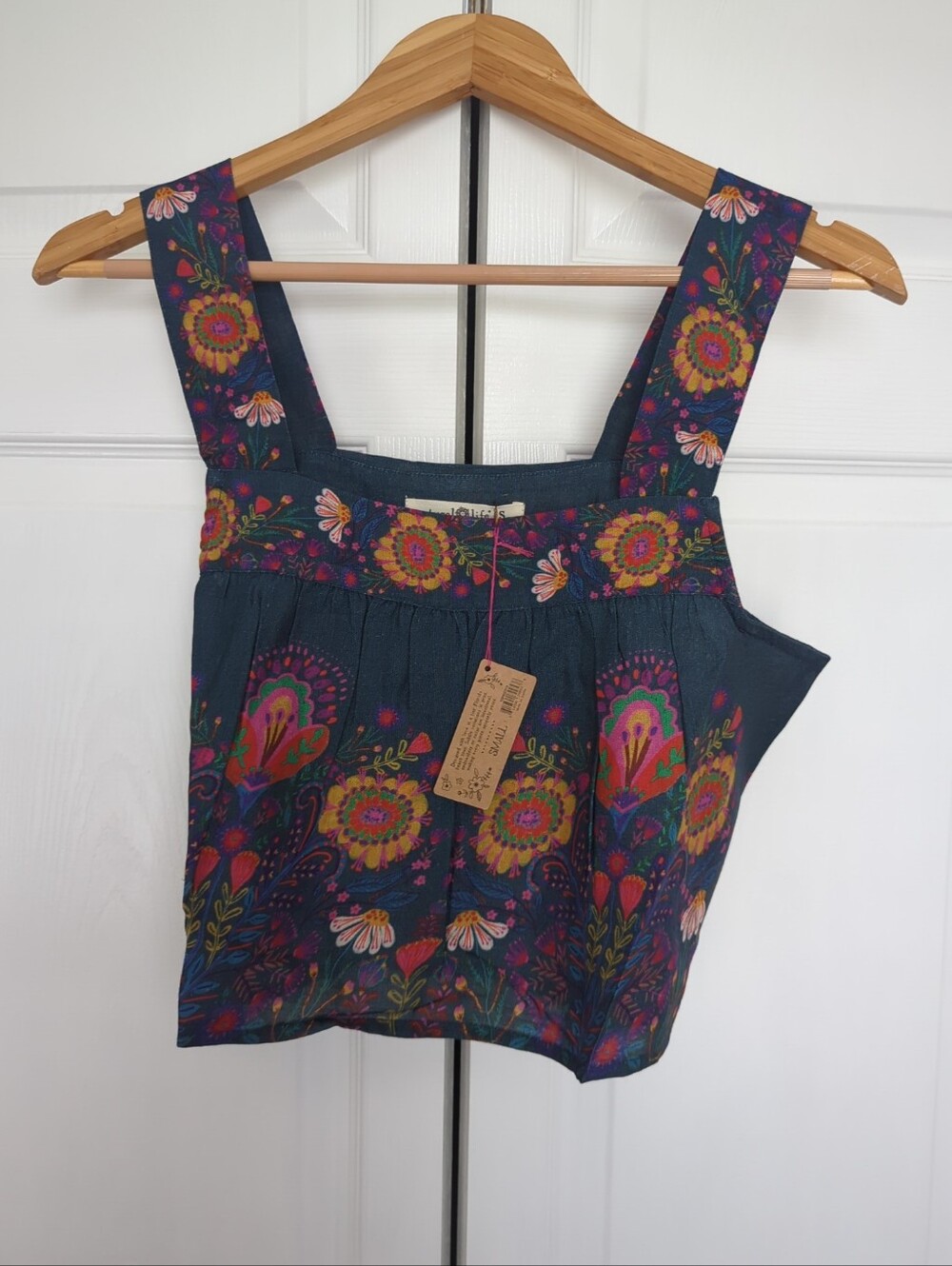 Natural Life NWT Blue Cece Floral Square Neck Boxy Tank Top Small - Picture 6 of 6